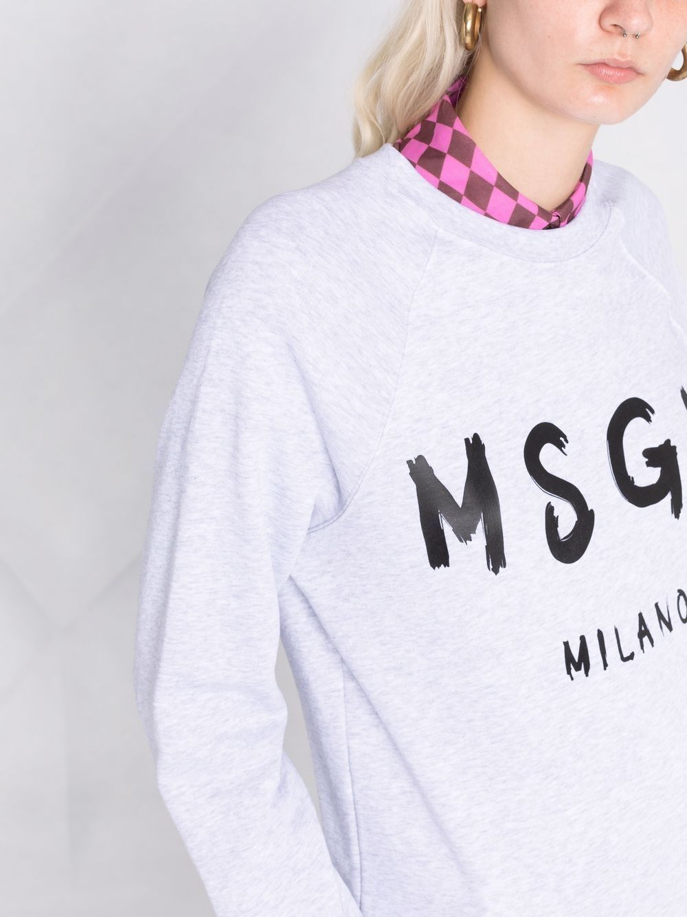 Msgm Logo Printed Crewneck Sweatshirt In White