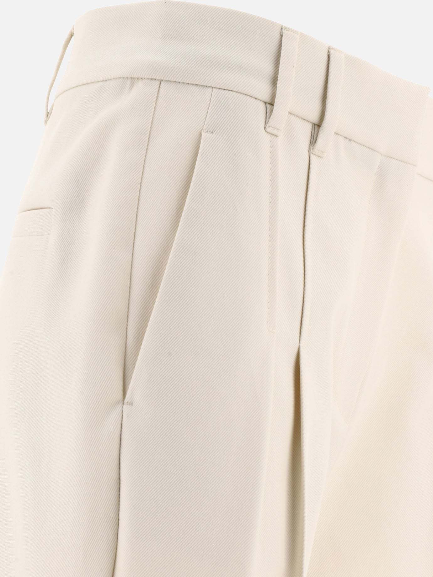 Brunello Cucinelli High-waisted Cotton Cigarette Trousers In White