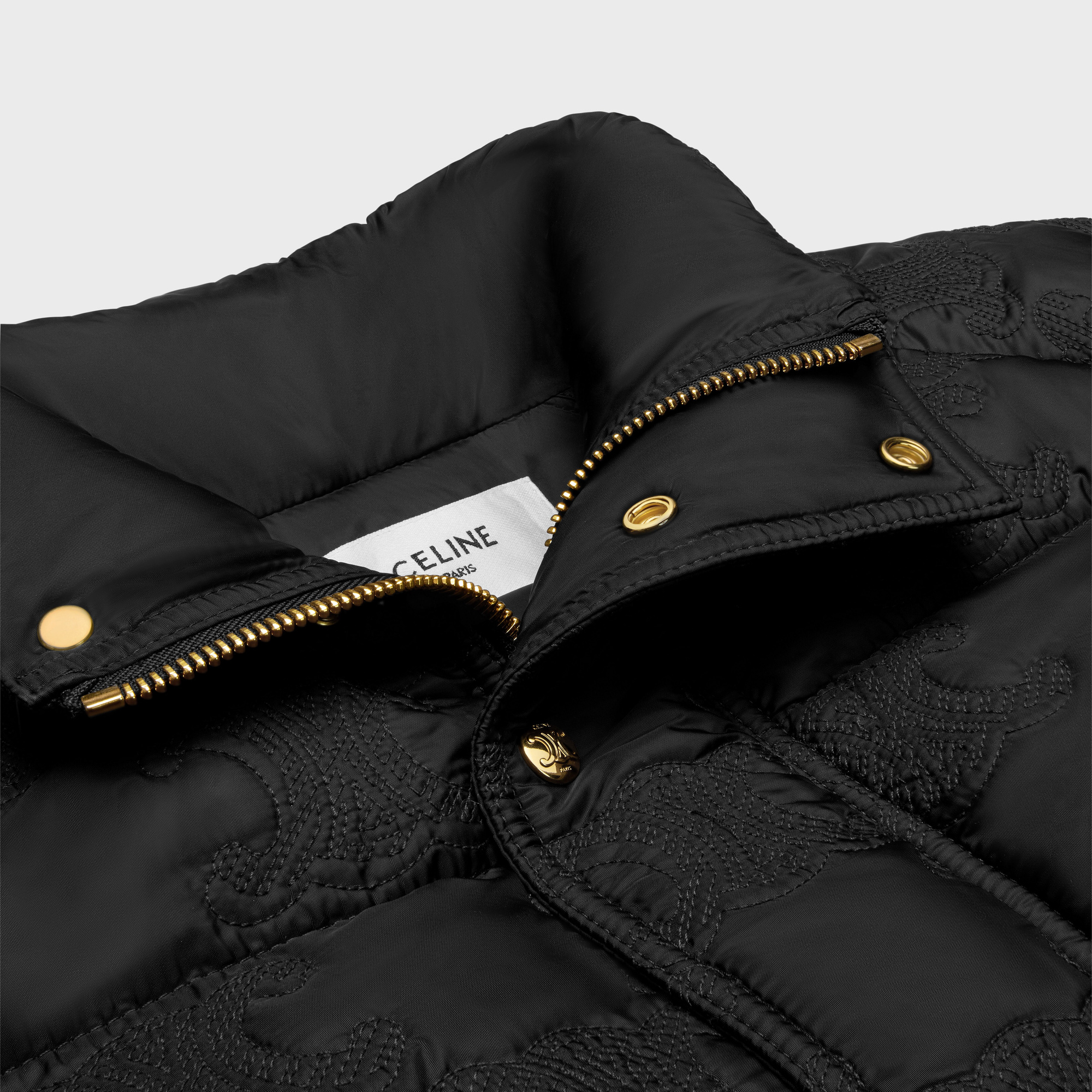 Celine Long Down Jacket In Black