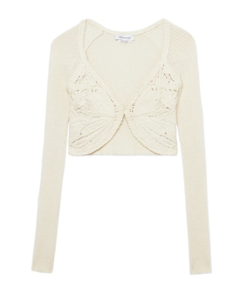 Blumarine Butterfly Embroidered Cardigan In White
