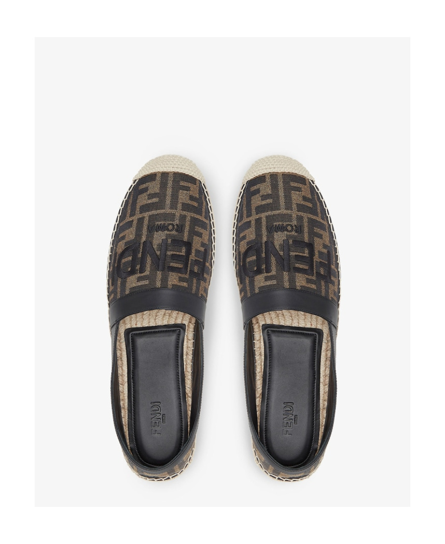 Fendi Ff Monogram-print Cotton Espadrilles In Black