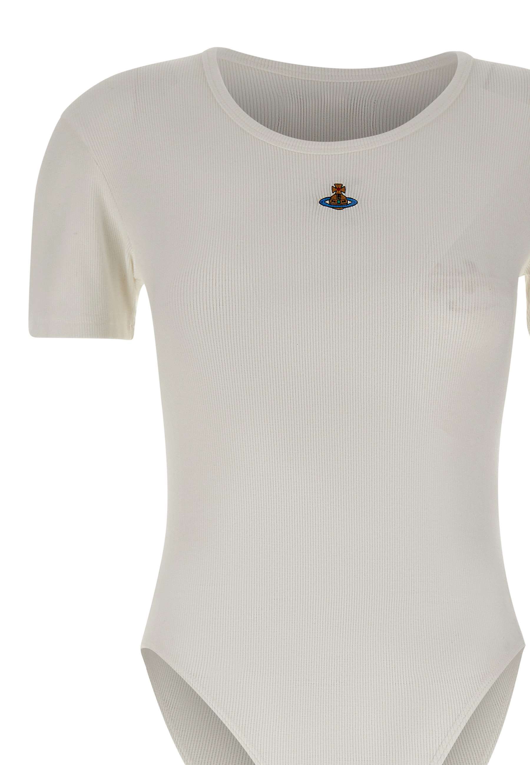 Vivienne Westwood Orb-embellished Ribbed Bodysuit In White