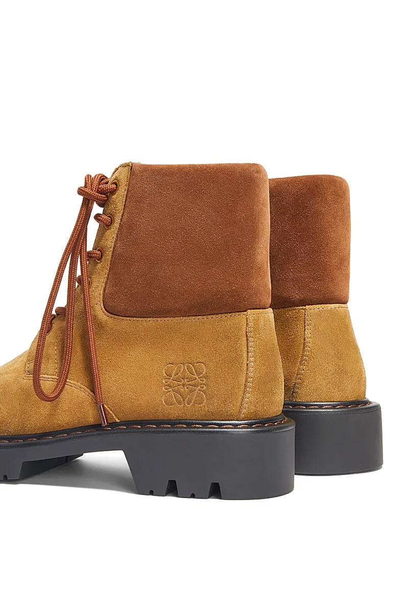 Loewe Sierra Military Ankle Boots In Suede In Brown