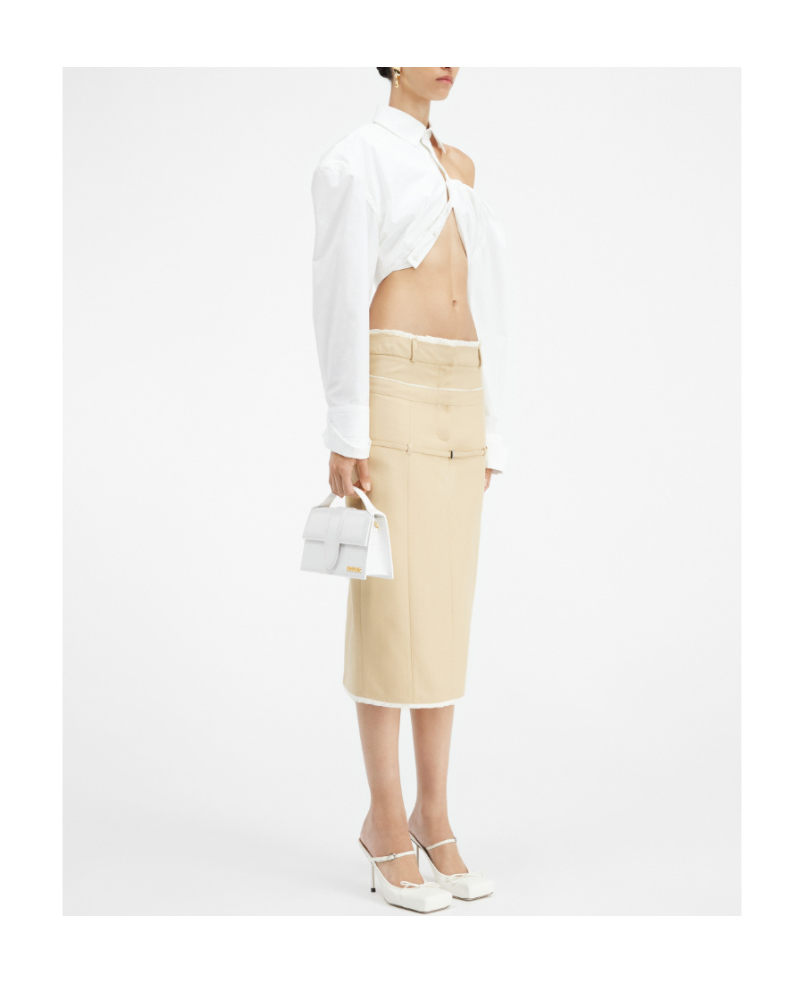 Jacquemus La Galliga Asymmetric Cropped Shirt In White