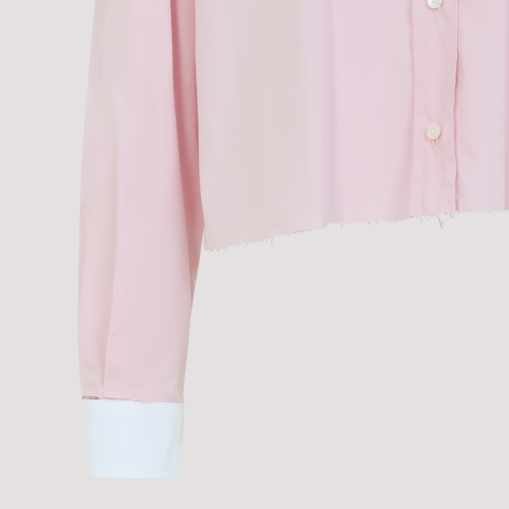 Miu Miu Cotton Shirt With White Collar And Cuffs In Pink