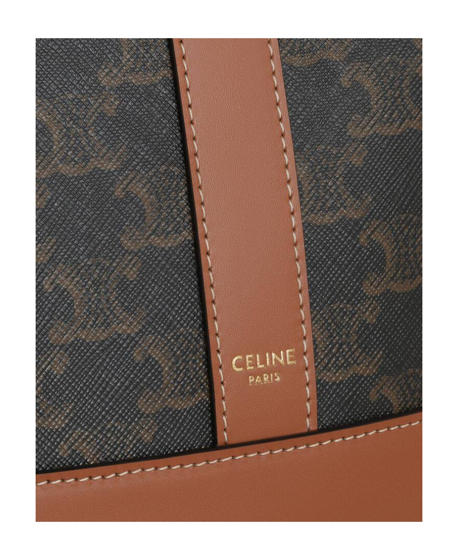 Celine Triomphe Canvas Small Bucket Bag In Brown