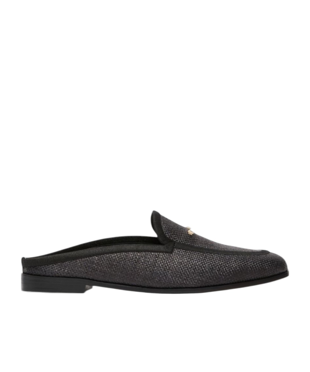 Max Mara Raffia-textured Canvas Mules In Black