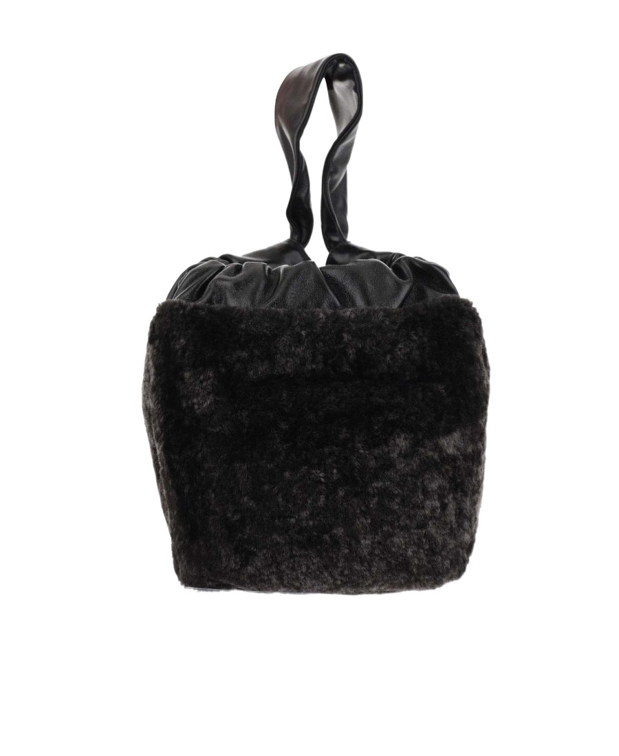 Jil Sander Leather And Shearling Bag In Black