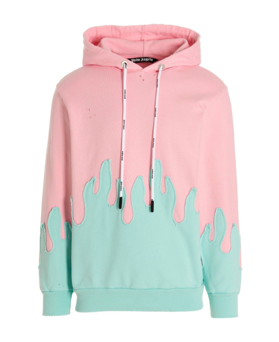 Palm Angels Layered Flames Vint Hoodie In Pink