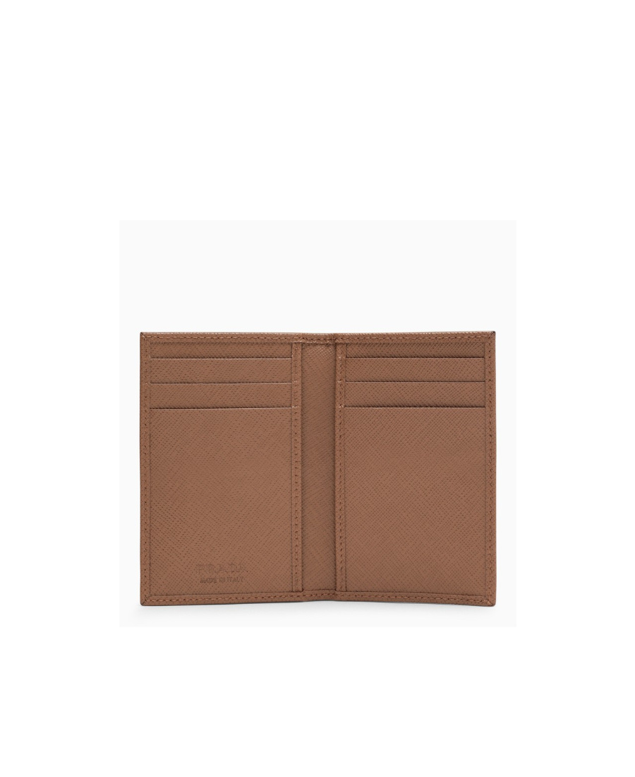 Prada Logo-plaque Saffiano Leather Wallet In Brown