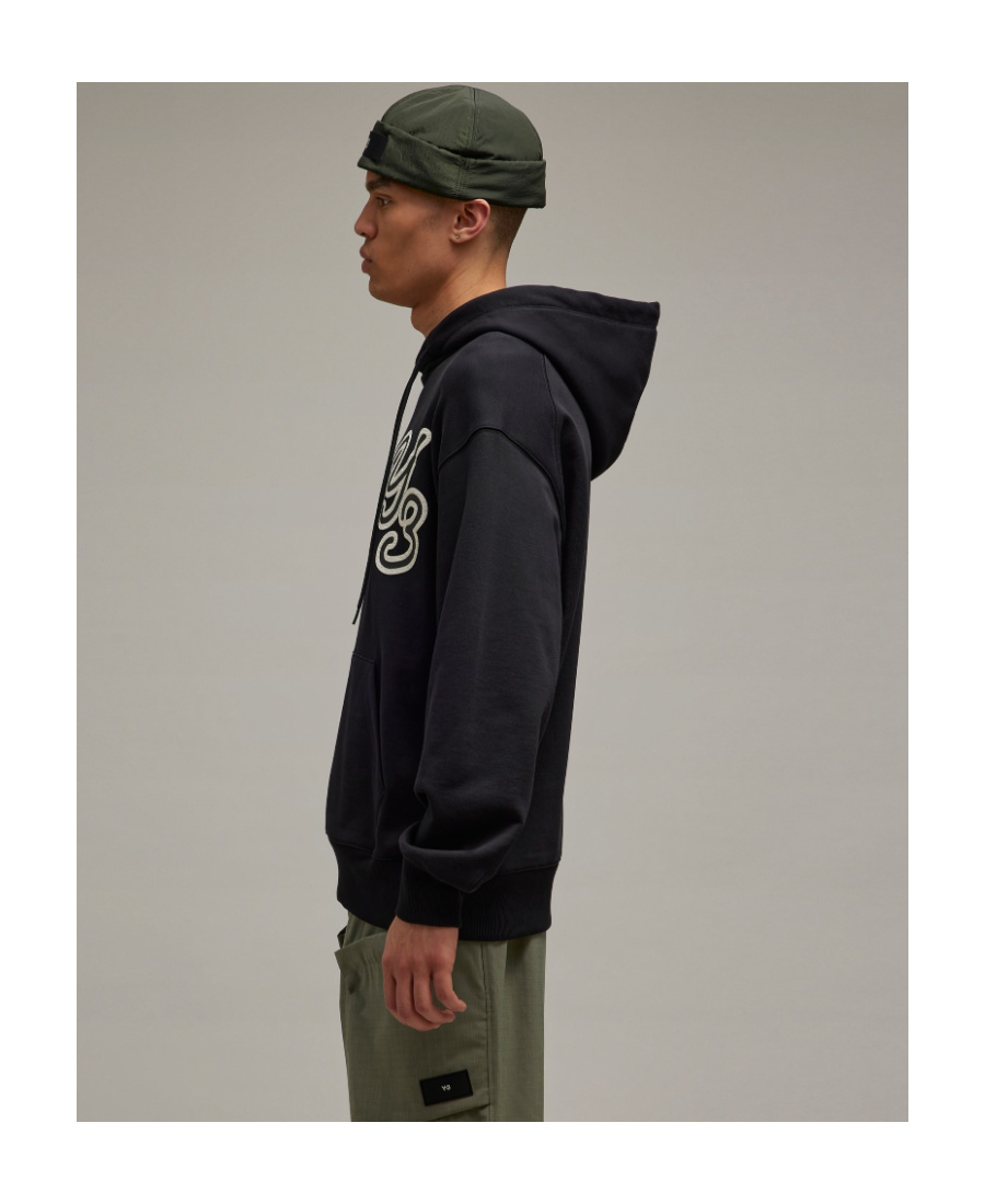 Y-3 Adidas Y 3 Black Logoed Hoodie In Black
