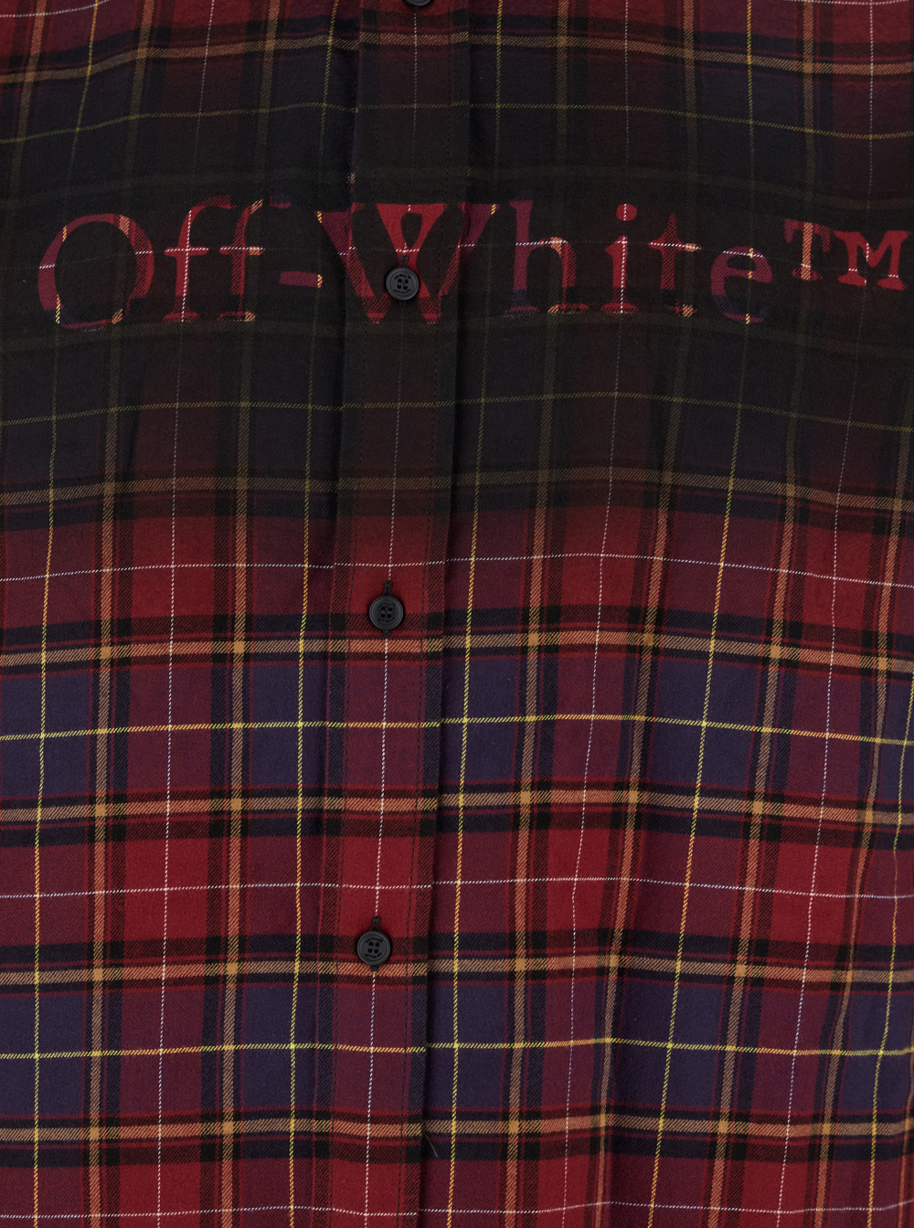 Off-white Bordeaux Shirt With Maxi Logo Lettering On The Front And All-over Check Motif In Wool Man In Brown