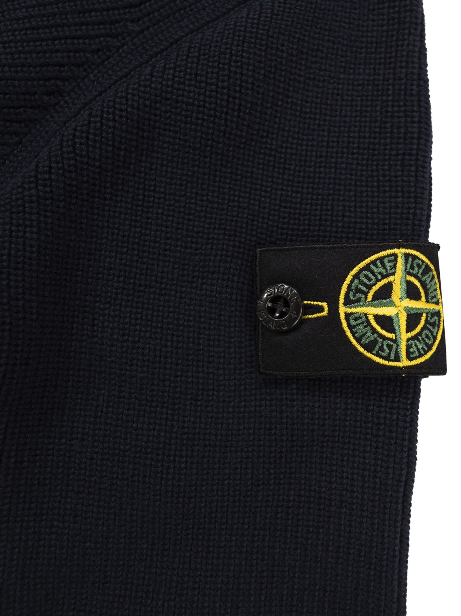 Stone Island Cotton Zippered Bomber Jacket In Blue