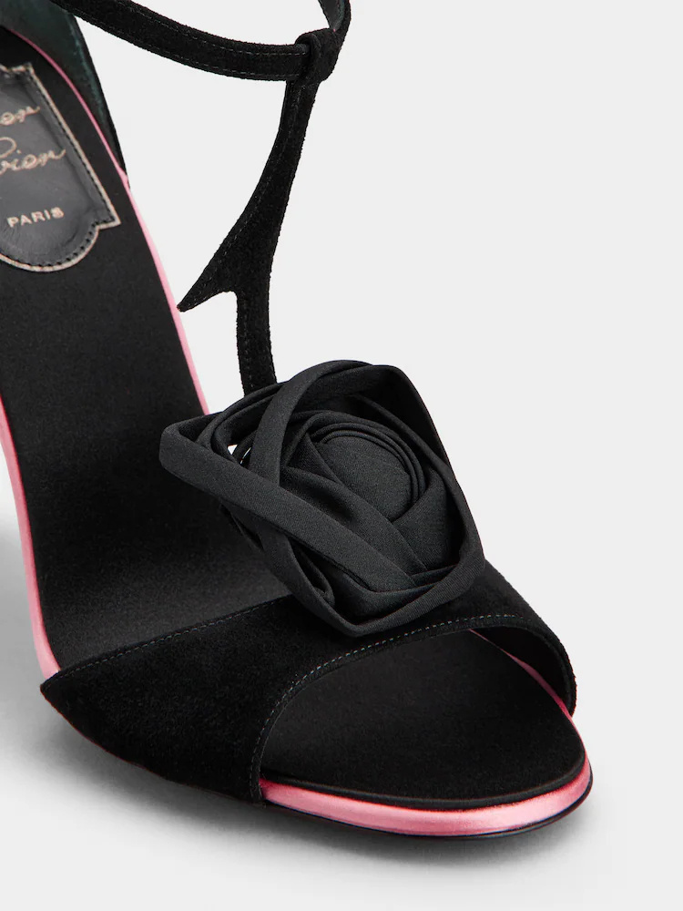 Roger Vivier Rose Vivier Sandals In Suede In Black
