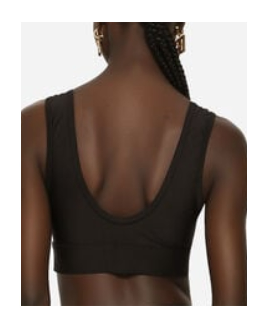 Dolce & Gabbana Black Sports Bra With Branded Band In Stretch Tech Fabric Woman In Black