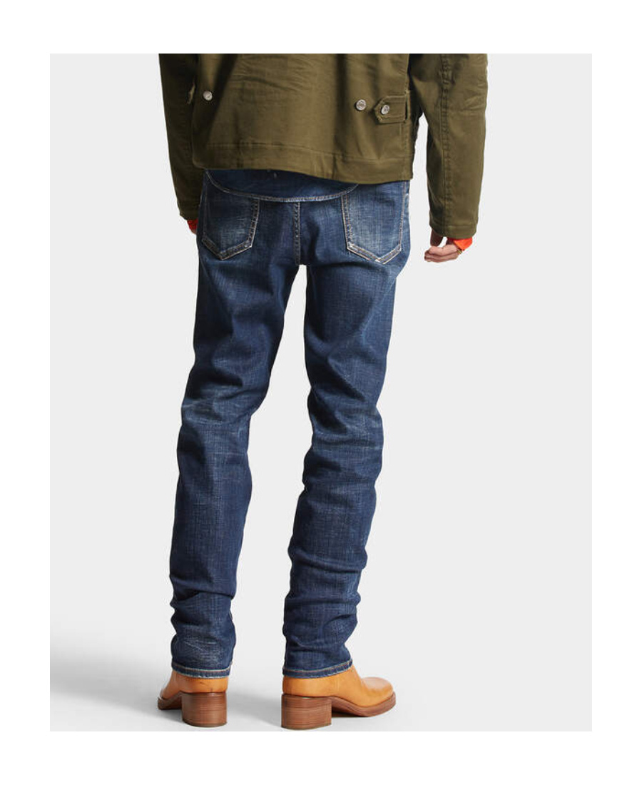 Dsquared2 Straight Leg Stretch Denim Jeans With Vintage Finish In Blue