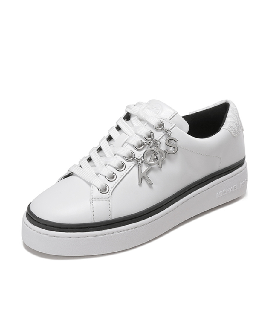 Michael Michael Kors Logo-charm Leather Sneakers In White