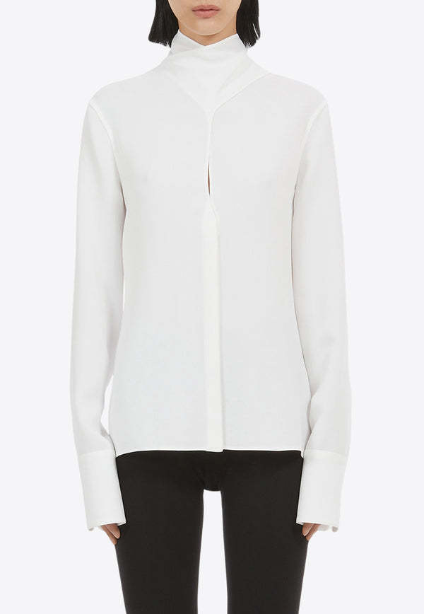 Ferragamo Lapel Long-sleeved Shirt In White