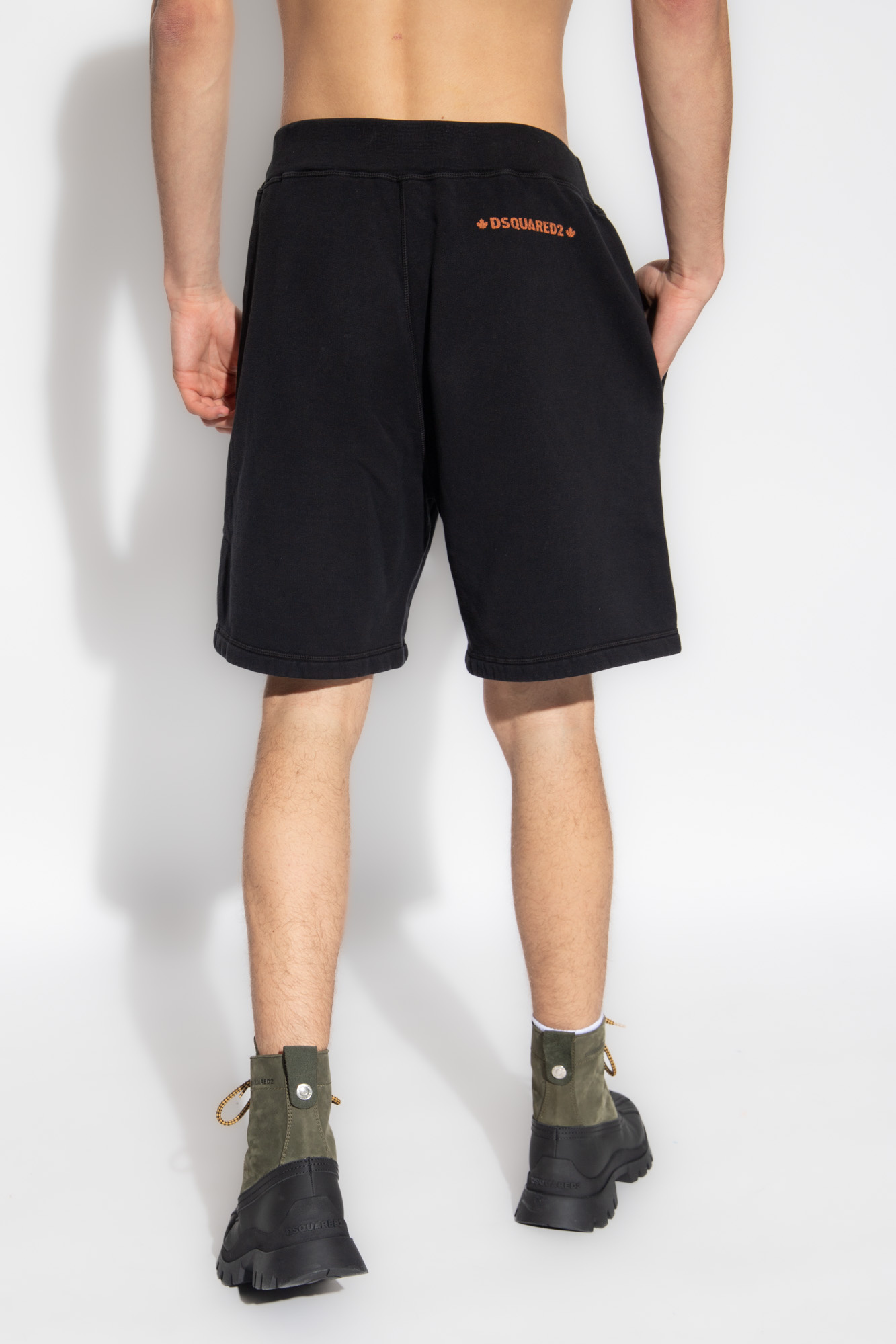 Shop Dsquared2 Logo-print Cotton Track Shorts In Black