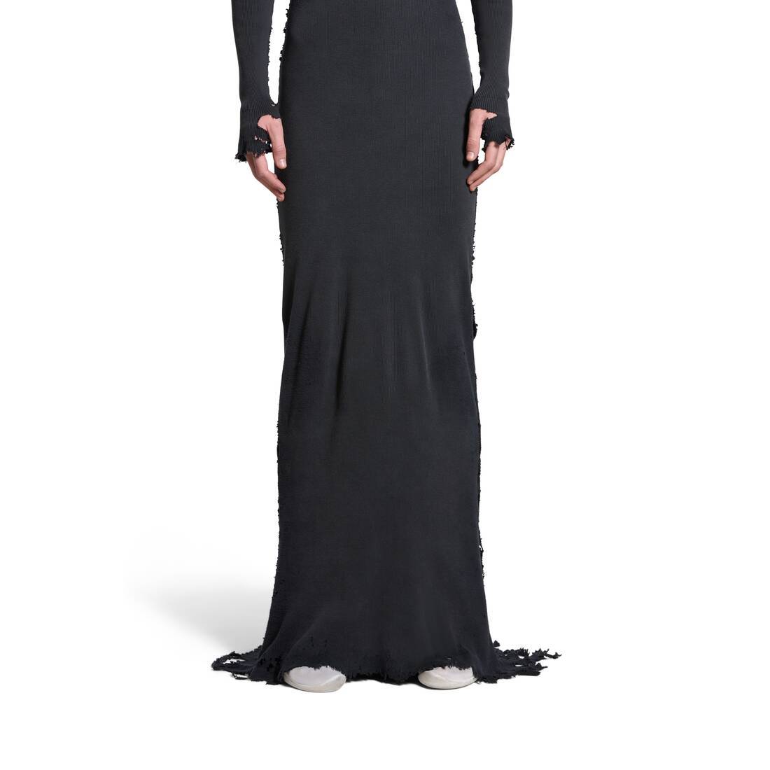 Balenciaga Lingerie Distressed-cotton Maxi Dress In Black
