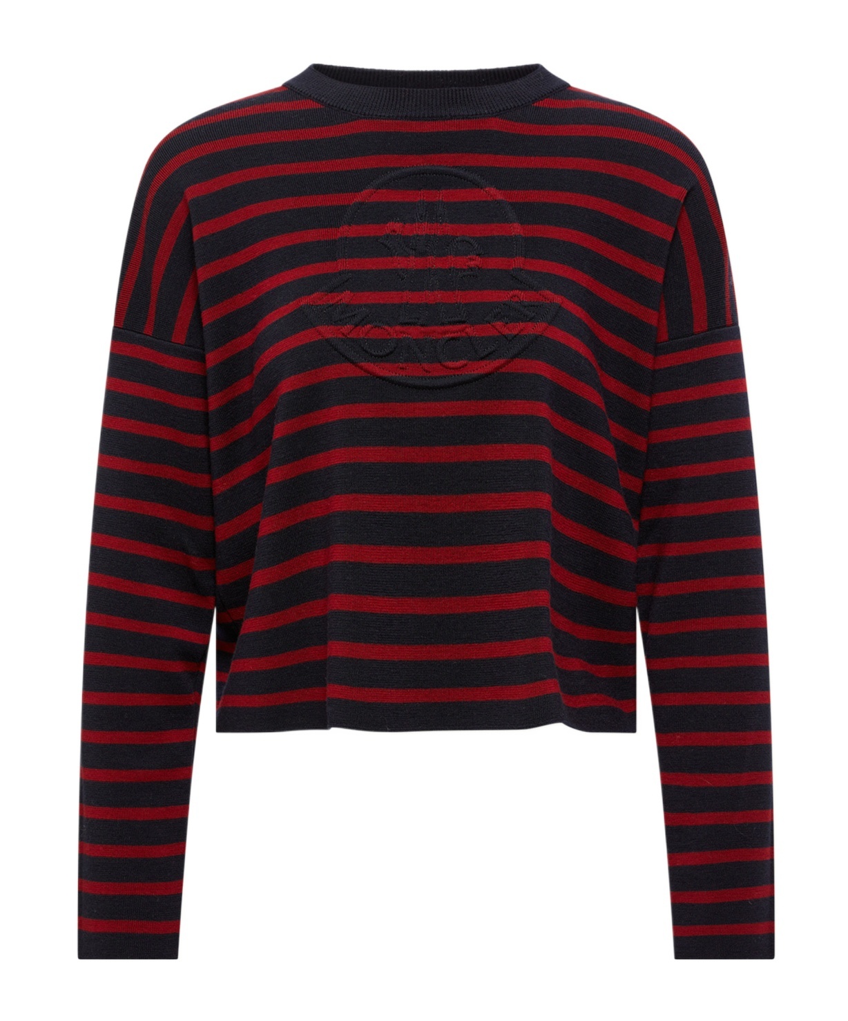 Moncler Striped Wool Sweater In Red