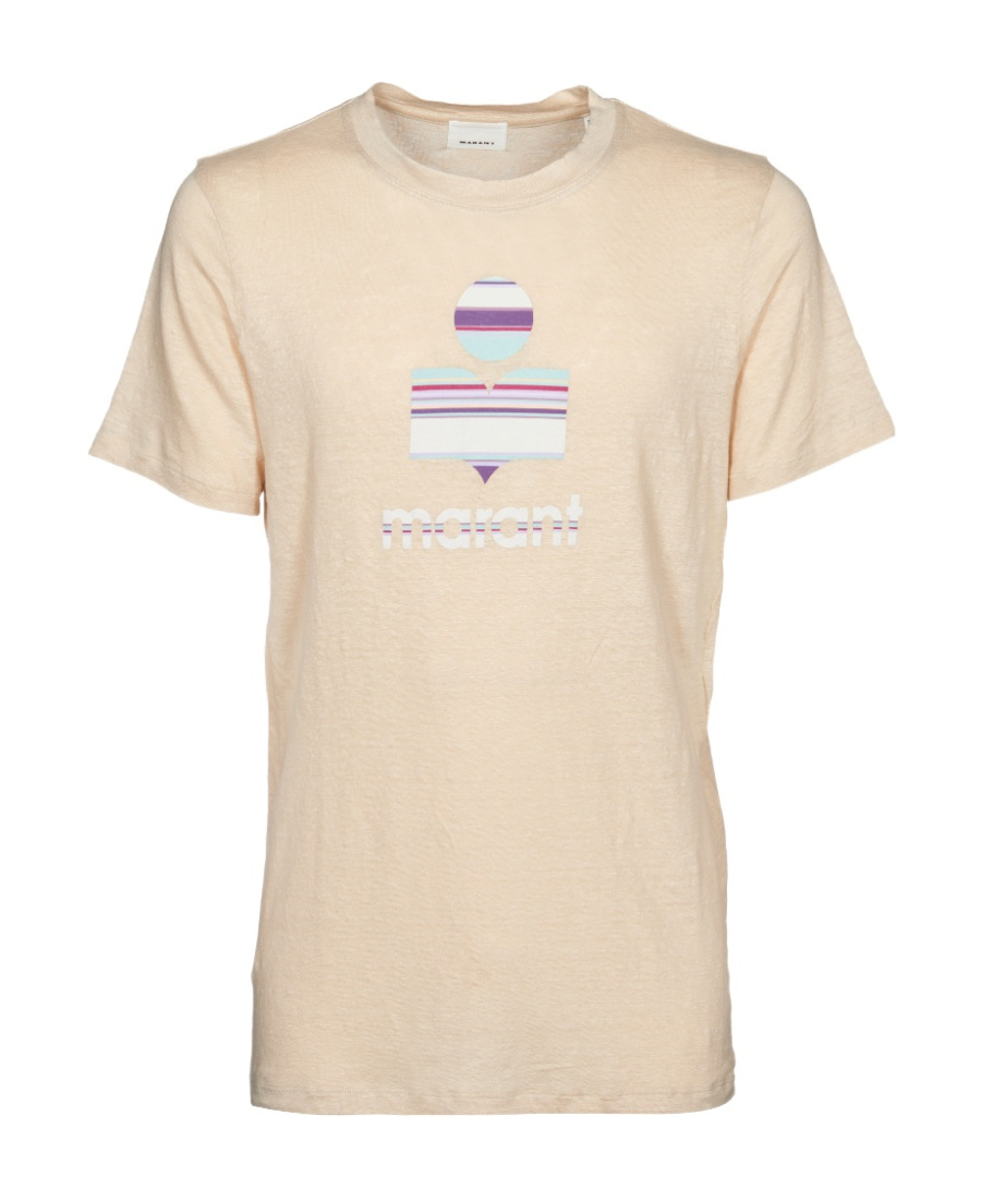 Isabel Marant Logo-print Crew-neck T-shirt In Nude