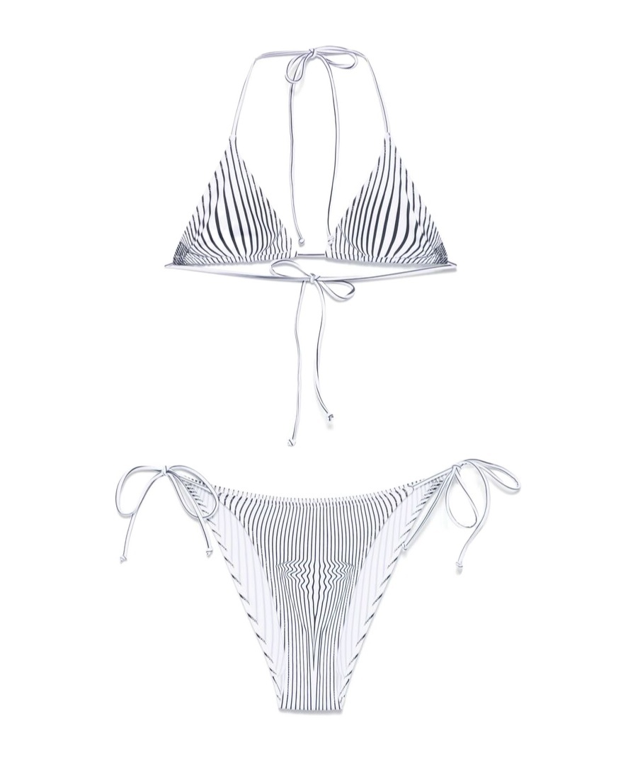 Shop Jean Paul Gaultier Striped Bikini In White