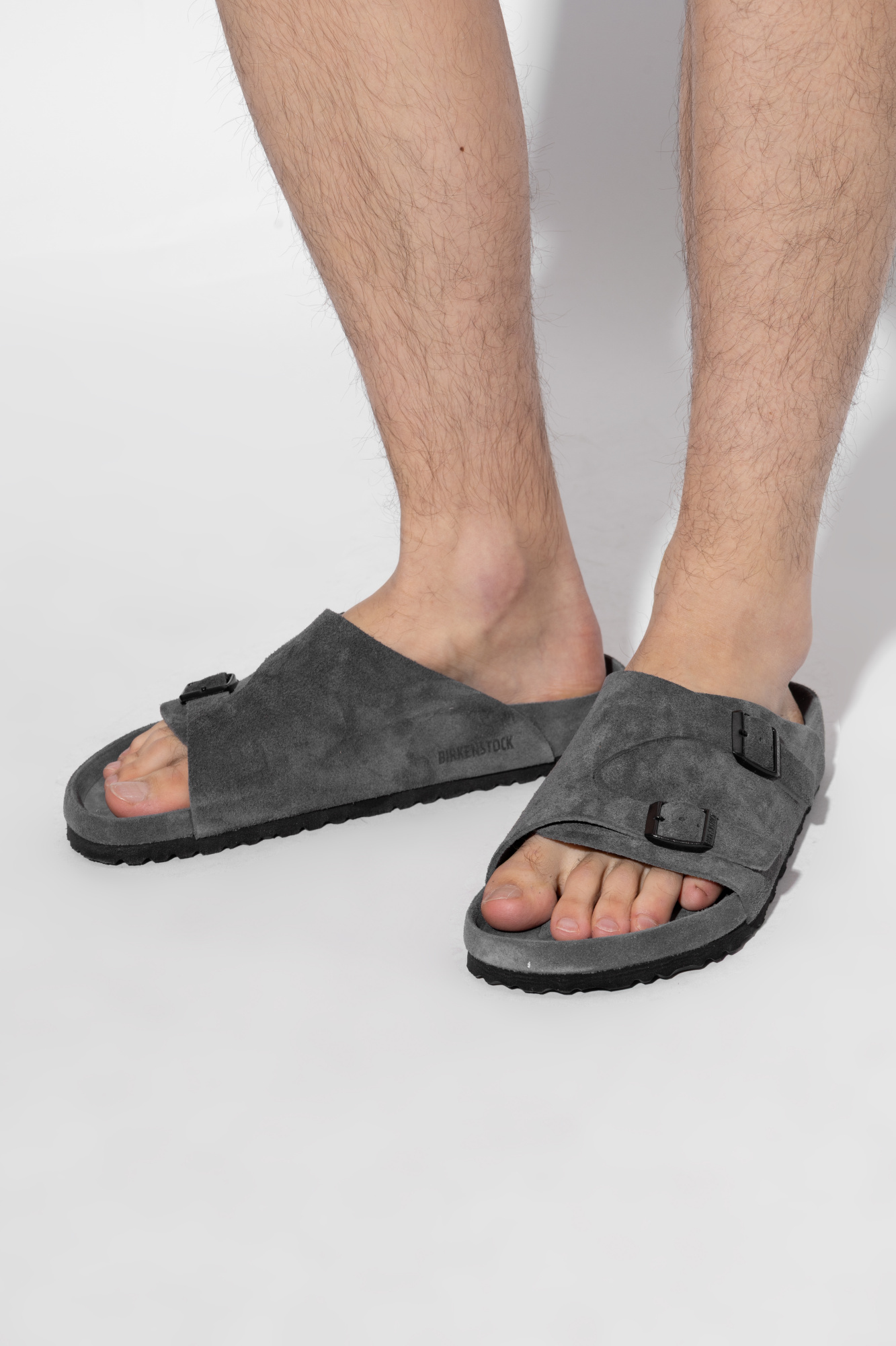 Birkenstock Zurich Suede Slides In Gray