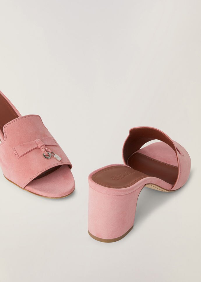 Shop Loro Piana Suede Open-toed High-heeled Sandals In Pink