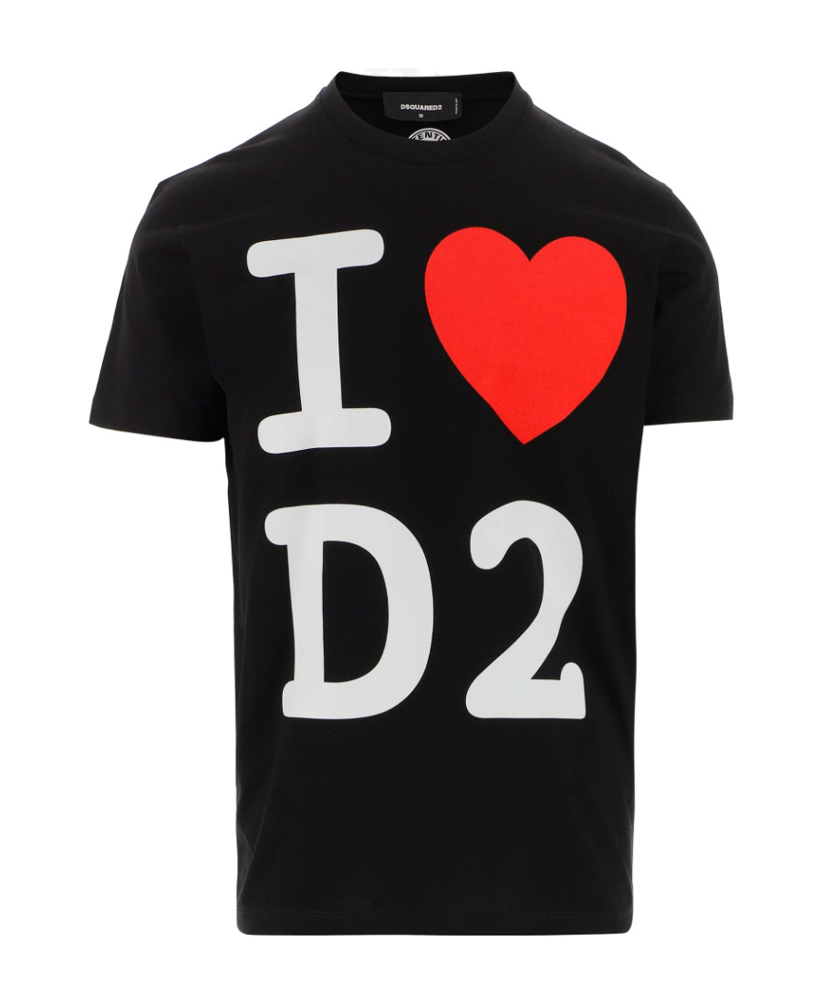 Dsquared2 Crew Neck T-shirt With I Love D2 Print In Black