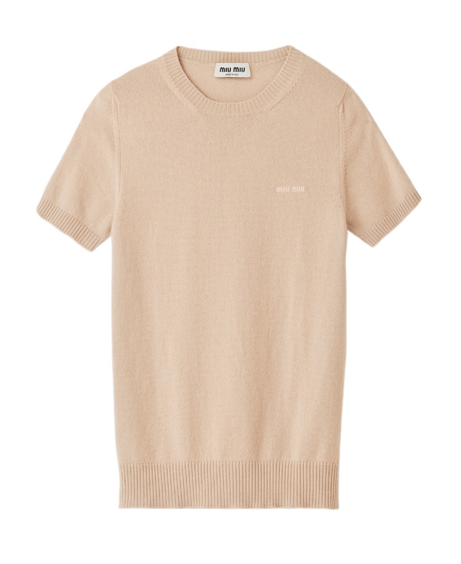 Miu Miu Sweater Crew Cashmere F.12 In Neutral