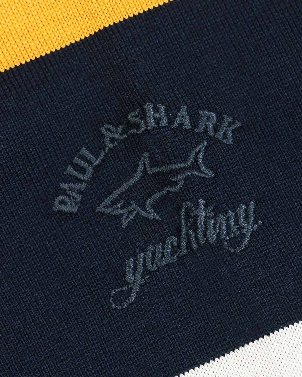 Paul & Shark Striped Long-sleeved Polo Shirt In Black