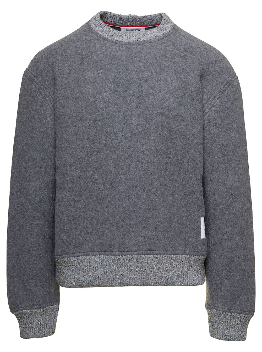THOM BROWNE LOGO-PATCH CREW NECK JUMPER