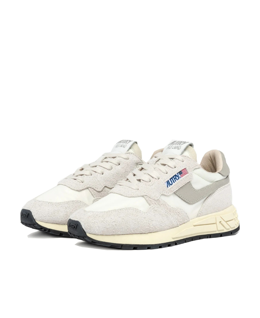 Autry Reelwind Low Sneakers In White Suede And Nylon In White