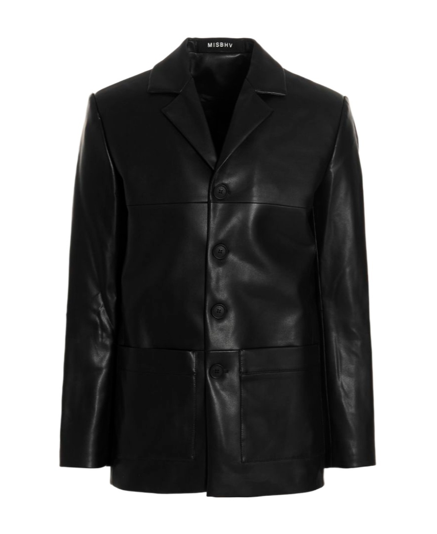 Misbhv Button-front Faux-leather Jacket In Black