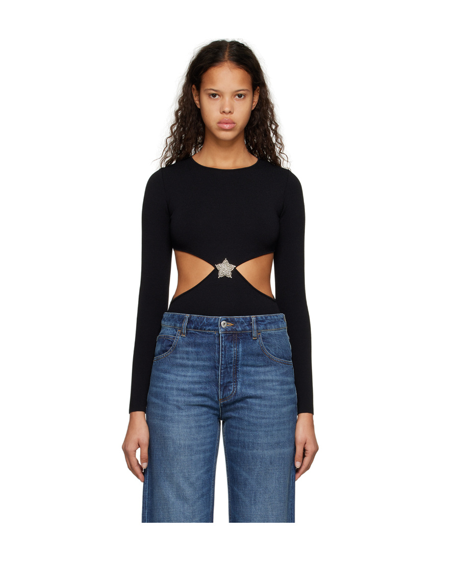 VALENTINO CRYSTAL-EMBELLISHED CUT-OUT BODYSUIT 