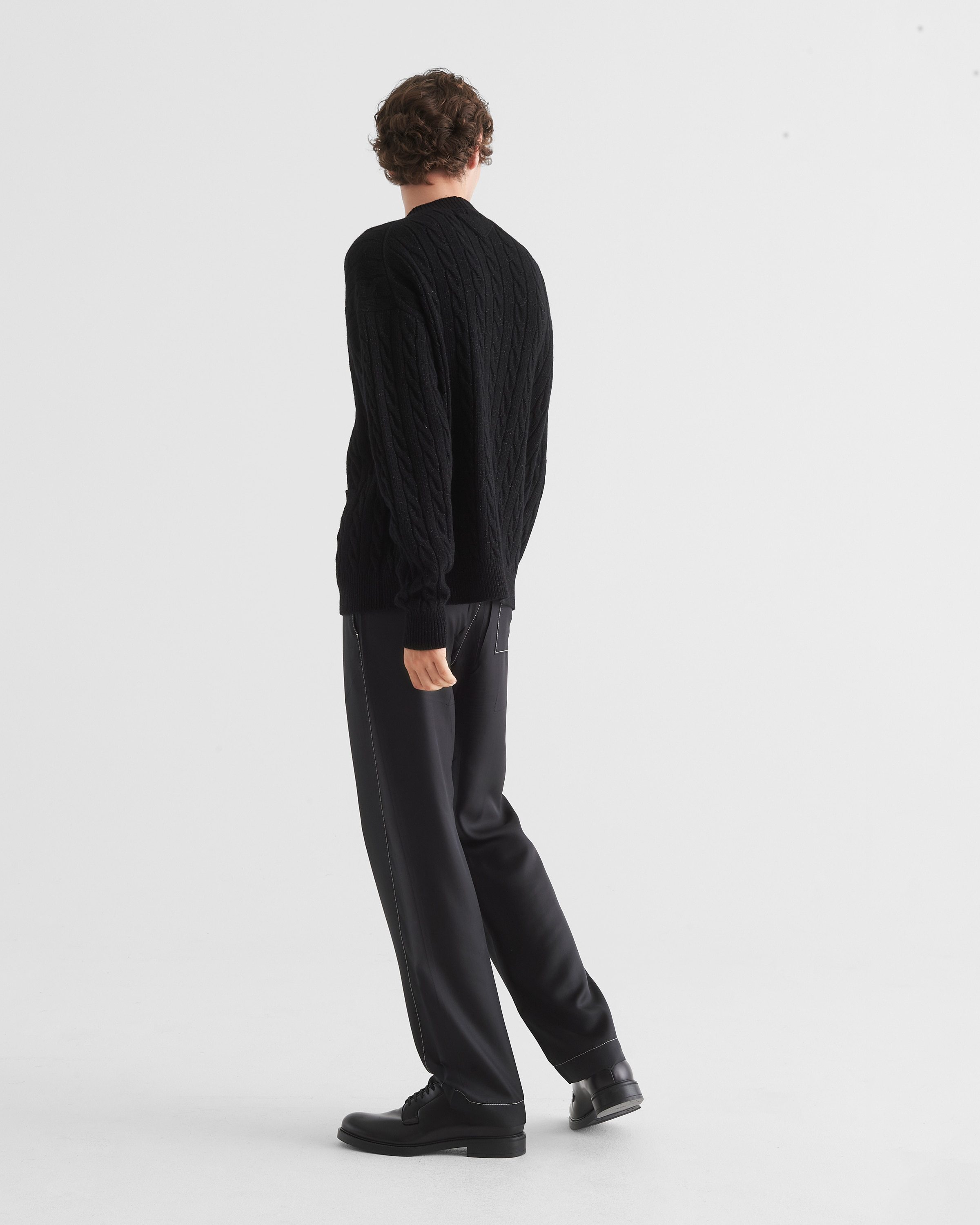 Prada Cablie-knit Virgin-wool Cardigan In Black