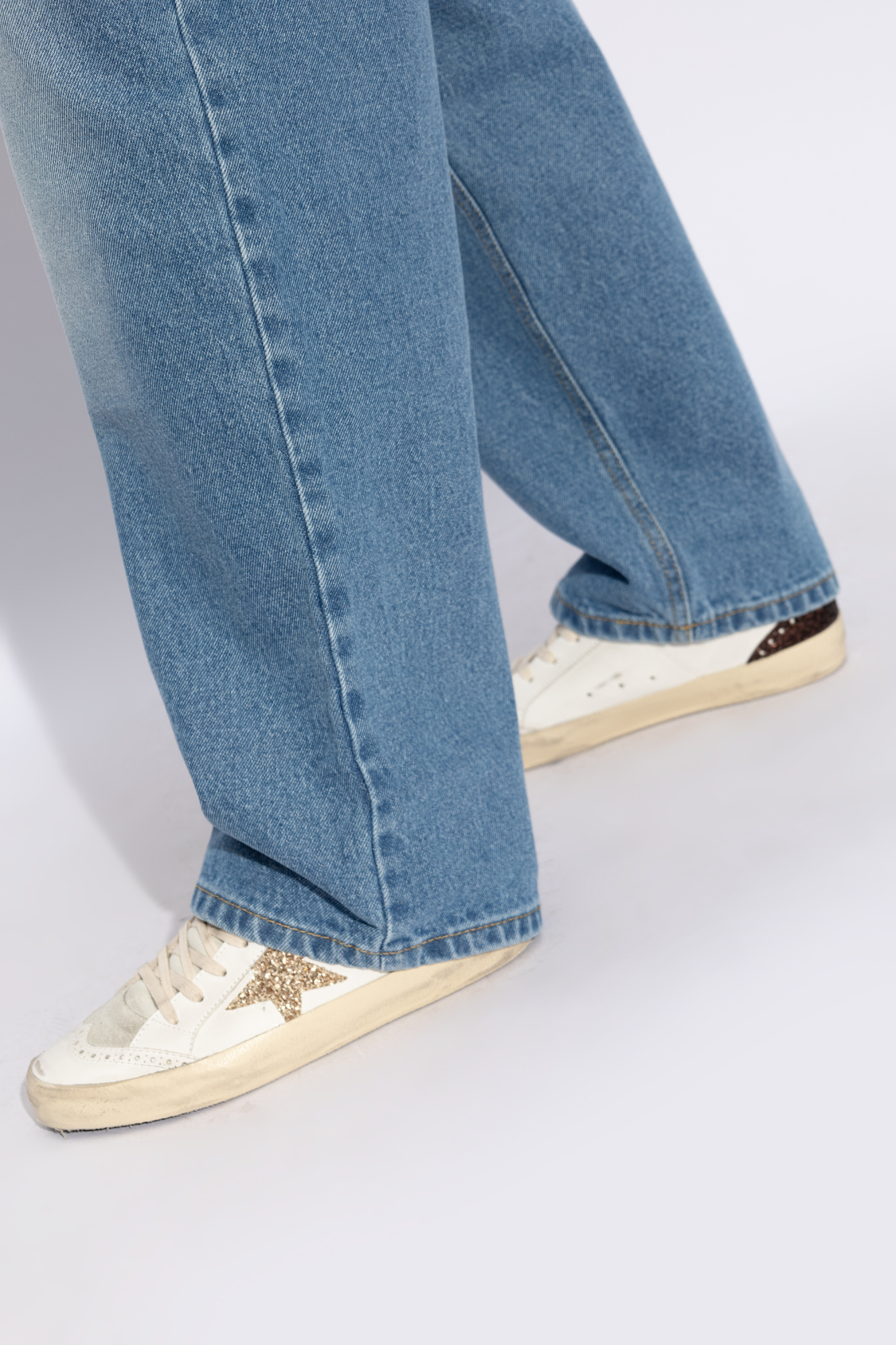 Golden Goose Mid Star Glitter-detail Sneakers In White