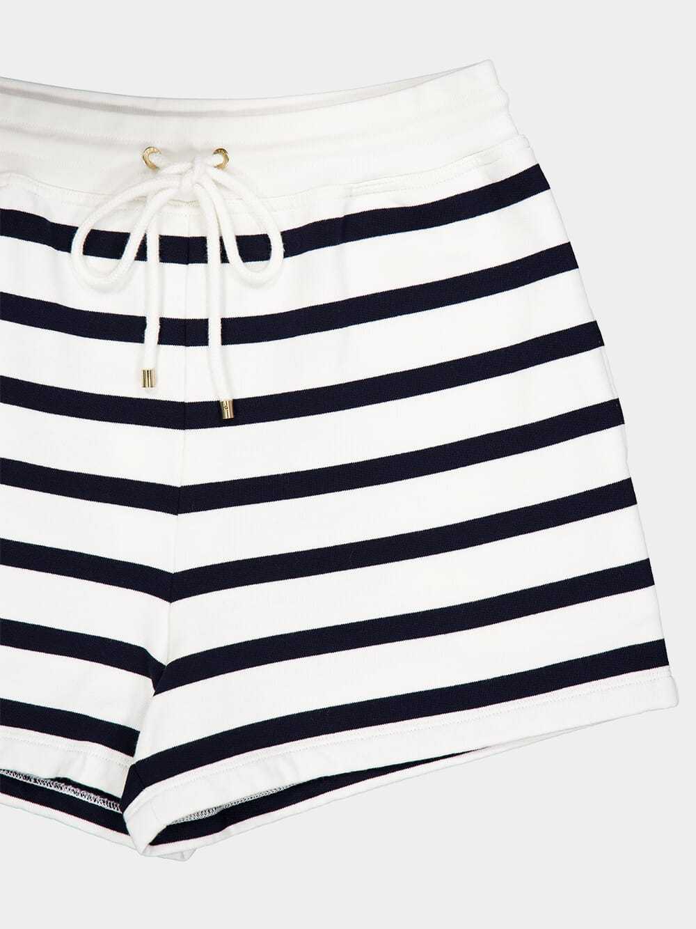 Frame Gestreifte Shorts Aus Frottee Aus Einer Baumwollmischung In White