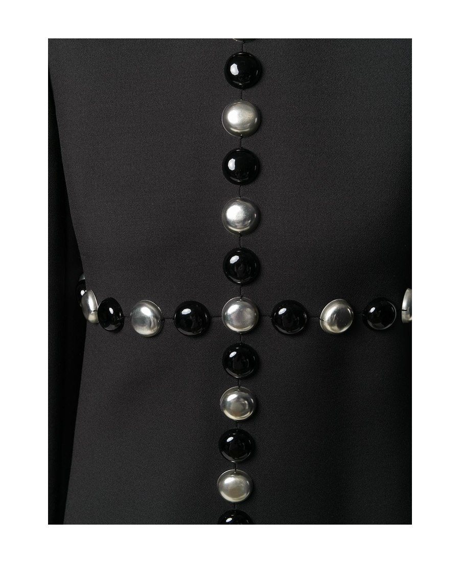 Celine Black Beaded Long-sleeved Dress In Black