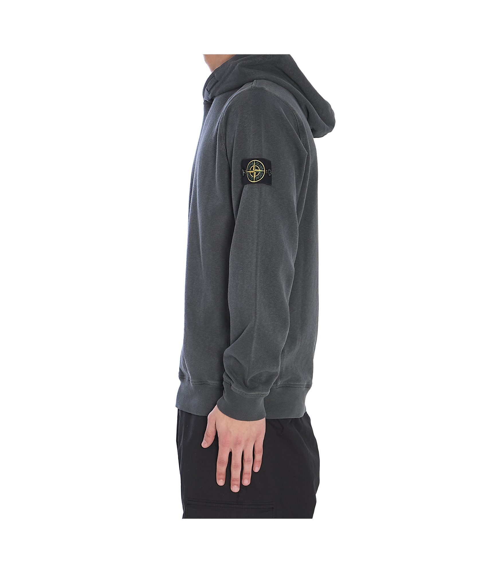Stone Island Compass Patch Hooded Sweatshirt In Gray