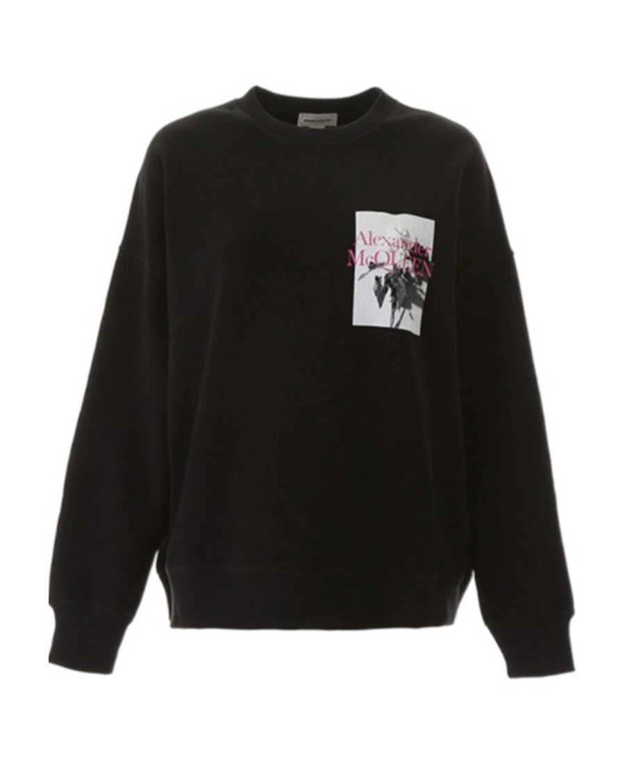 Alexander Mcqueen Pattern Round-necked Sweater In Black