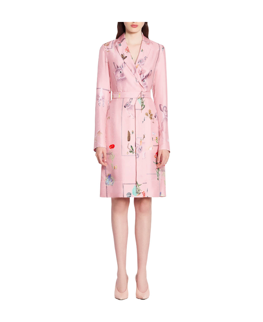 Lanvin Botanica-print Silk Shirt Dress In Pink