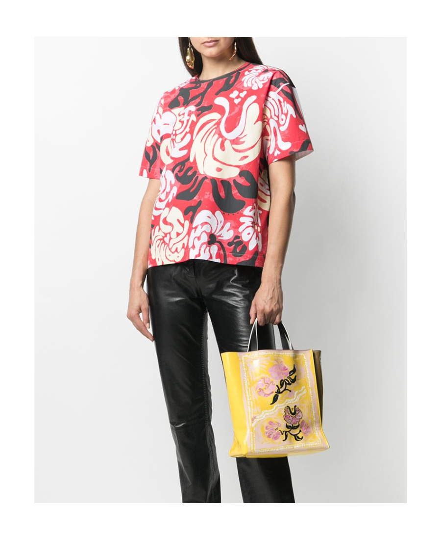 Marni Graphic Print Short Sleeve Blouse In White