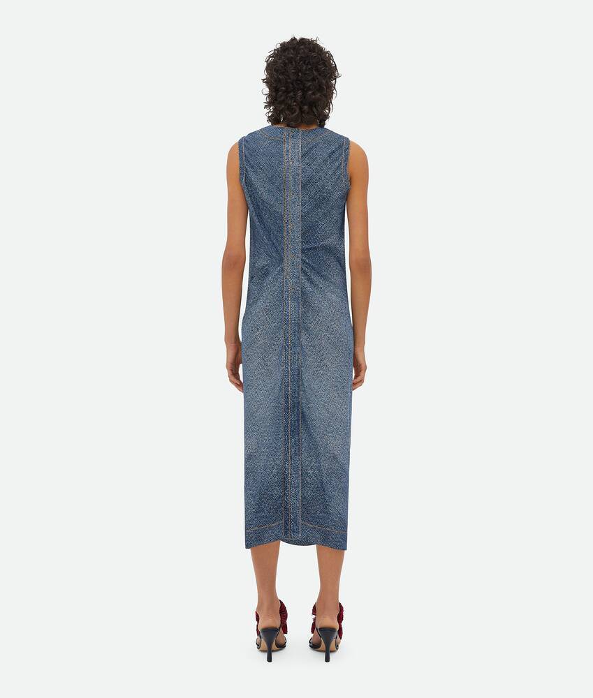 Bottega Veneta Printed Denim Viscose Dress In Gray