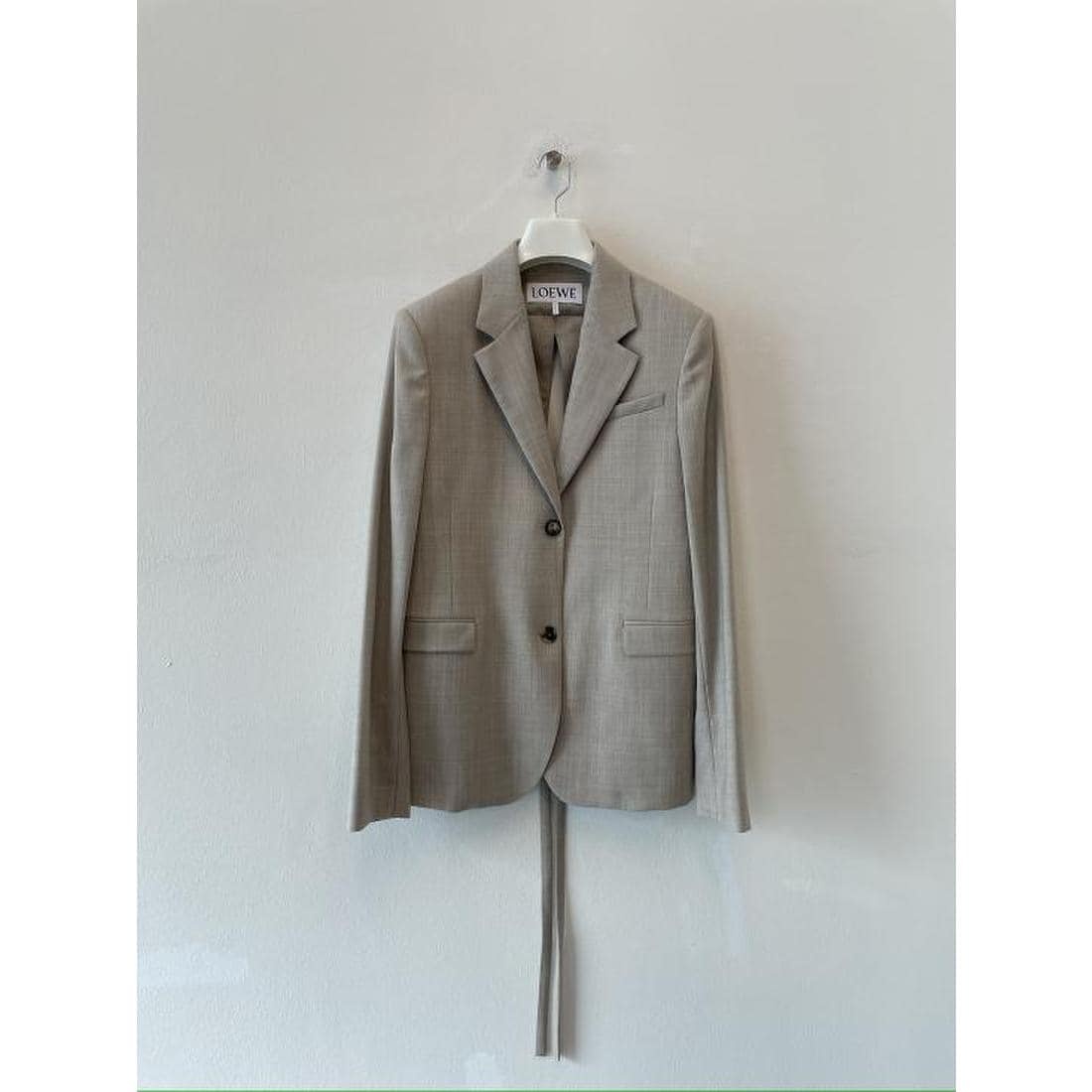 Loewe Embroidered Wool Blazer In Gray