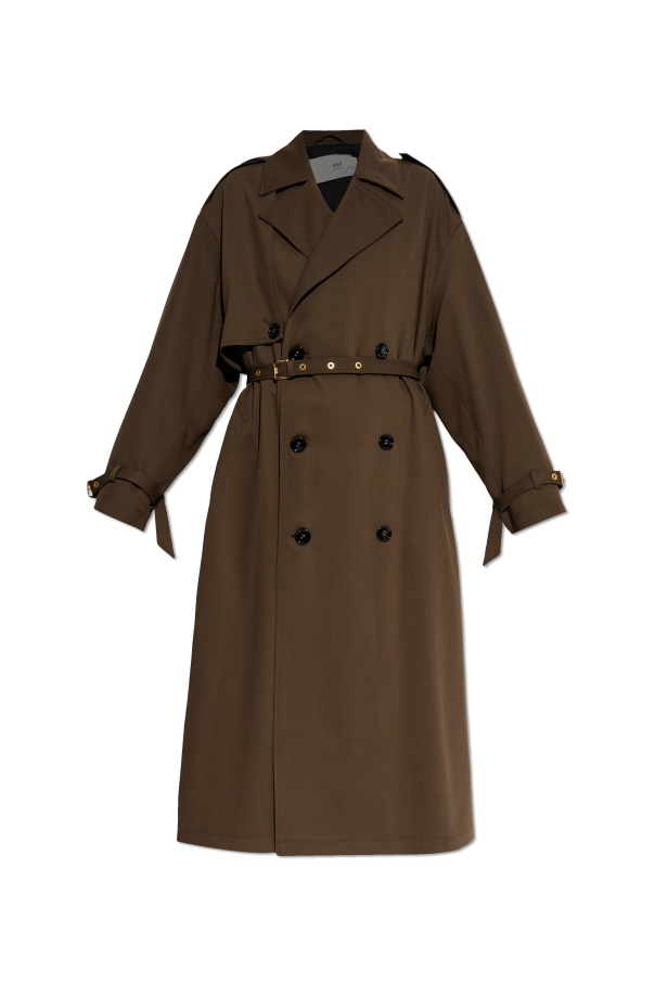 Ami Alexandre Mattiussi Double-breasted Trench Coat In Green