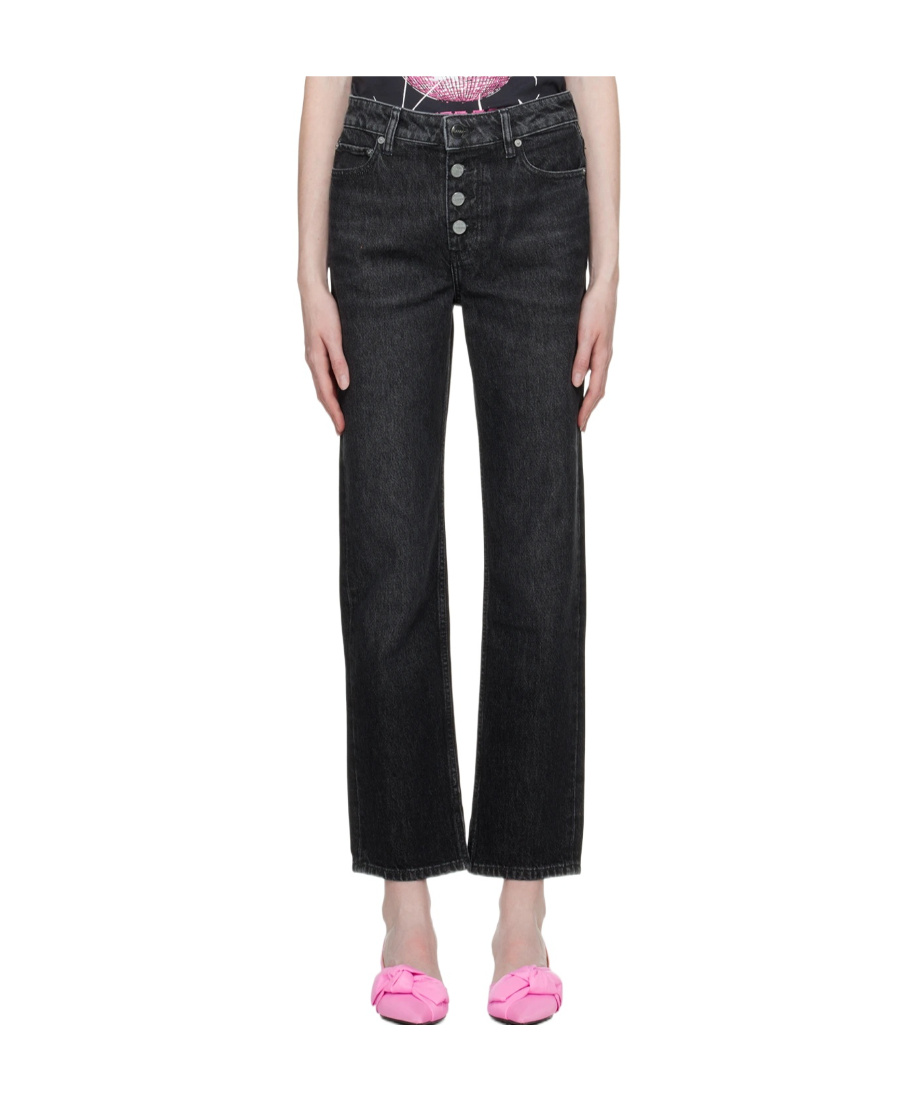 Ganni Black Lovy Straight-leg Jeans In Black