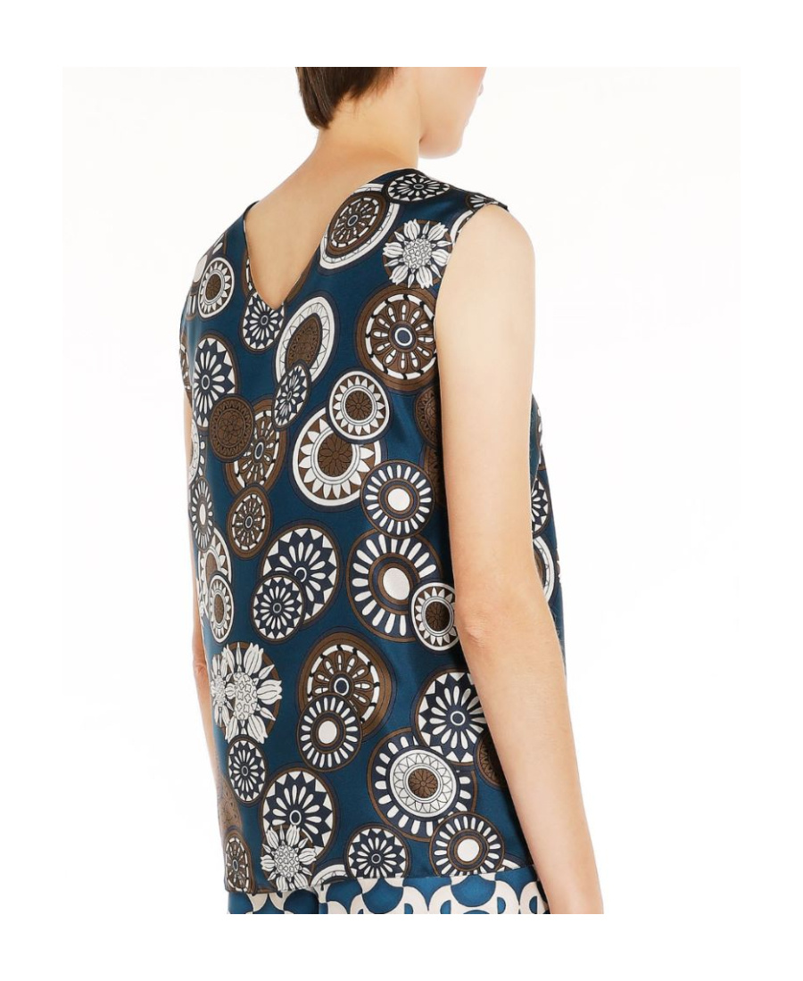 Max Mara Reversible Geometric Pattern Top In Blue
