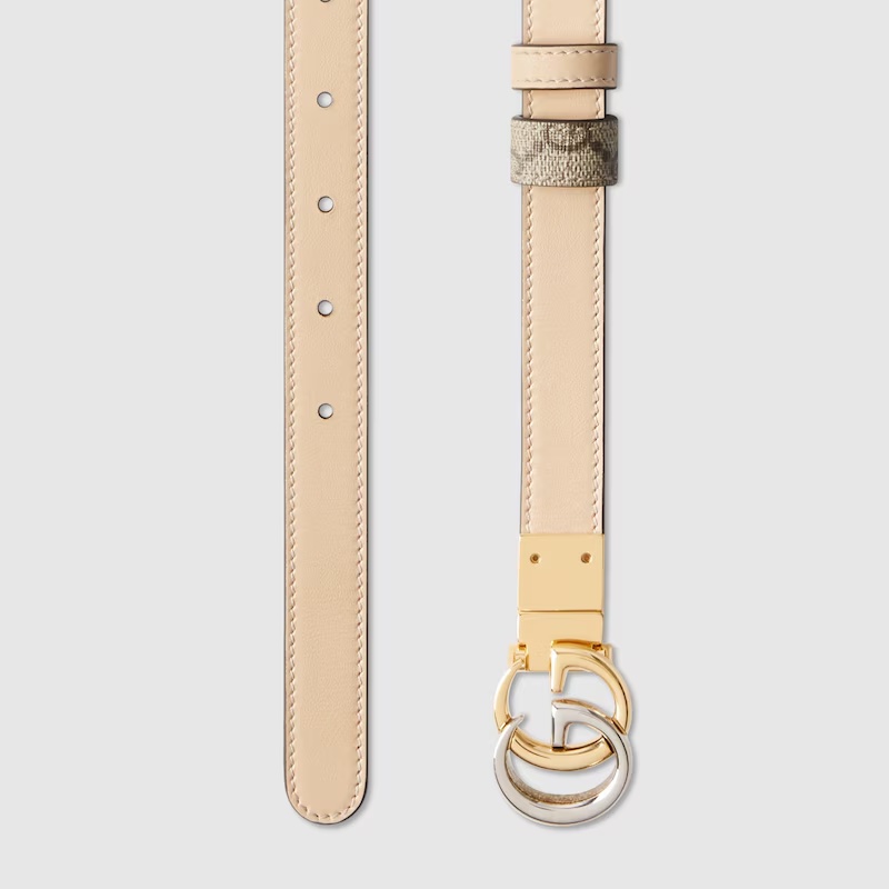 Gucci Gg Marmont Double-sided Narrow Belt In Brown